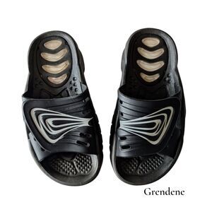 Grendene Laguna Slide Sandals Black White Slip On Comfort Slides Sz 8